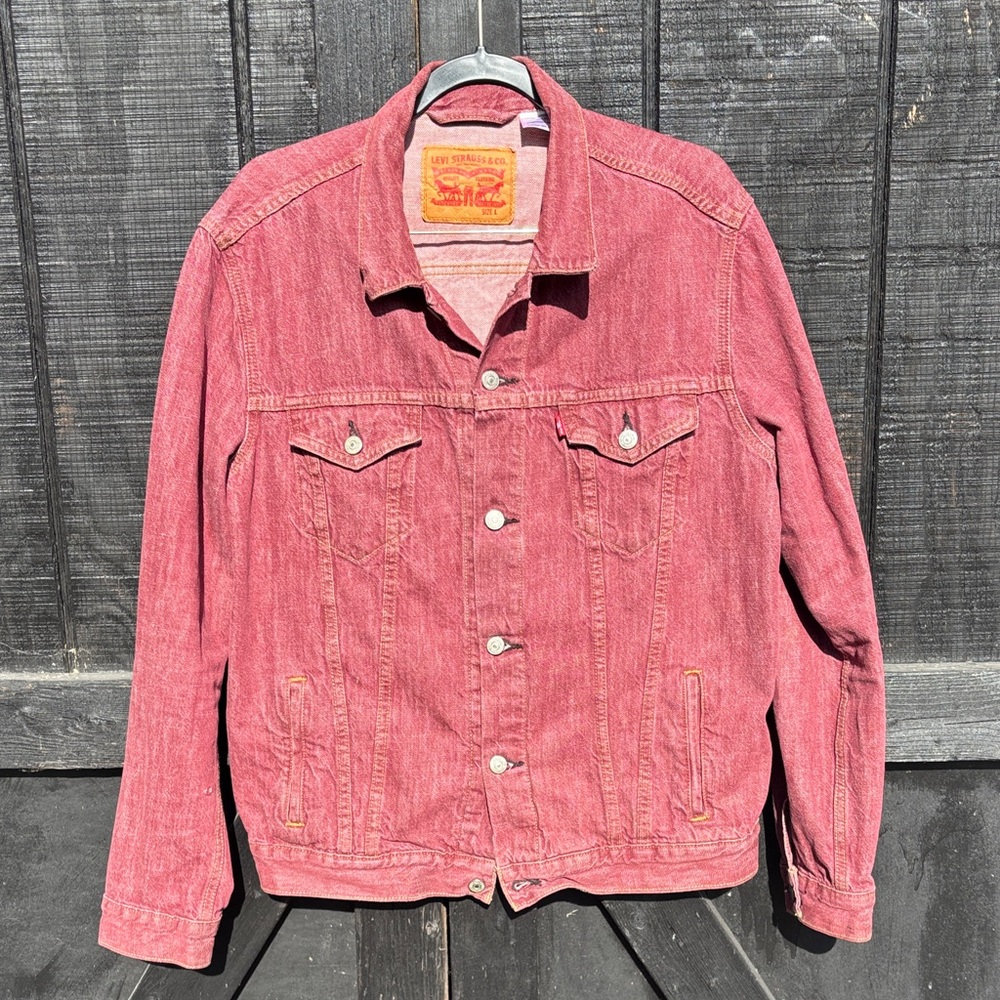 Levi's Faded Red Denim Trucker Jacket
